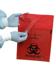 Red Biohazard Waste Stick-On Disposal Bags